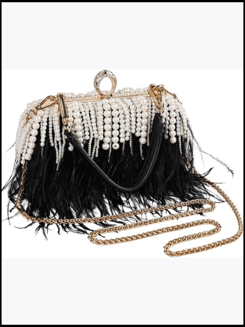 Ostrich Feather Tote Bag Evening Handbag Clutch Shoulder Crossbody Purse Party